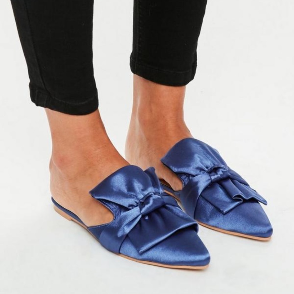 Blue Satin Mules